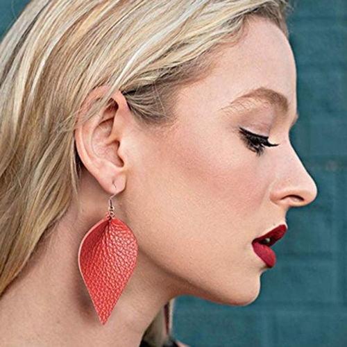 Fashion Women Leopard Leather Teardrop Earrings Bohemia Dangle Drop Jewelry Gift